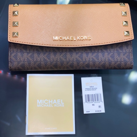 Michael Kors Studded Leather Trifold Wallet - Picture 2 of 8